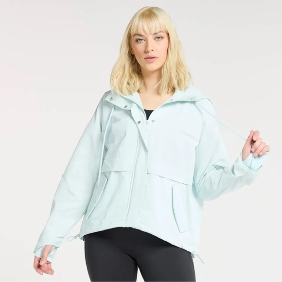 FLX Jackets & Blazers - FLX Lightweight Hooded Windbreaker Jacket Zip Front Light Blue Size XL